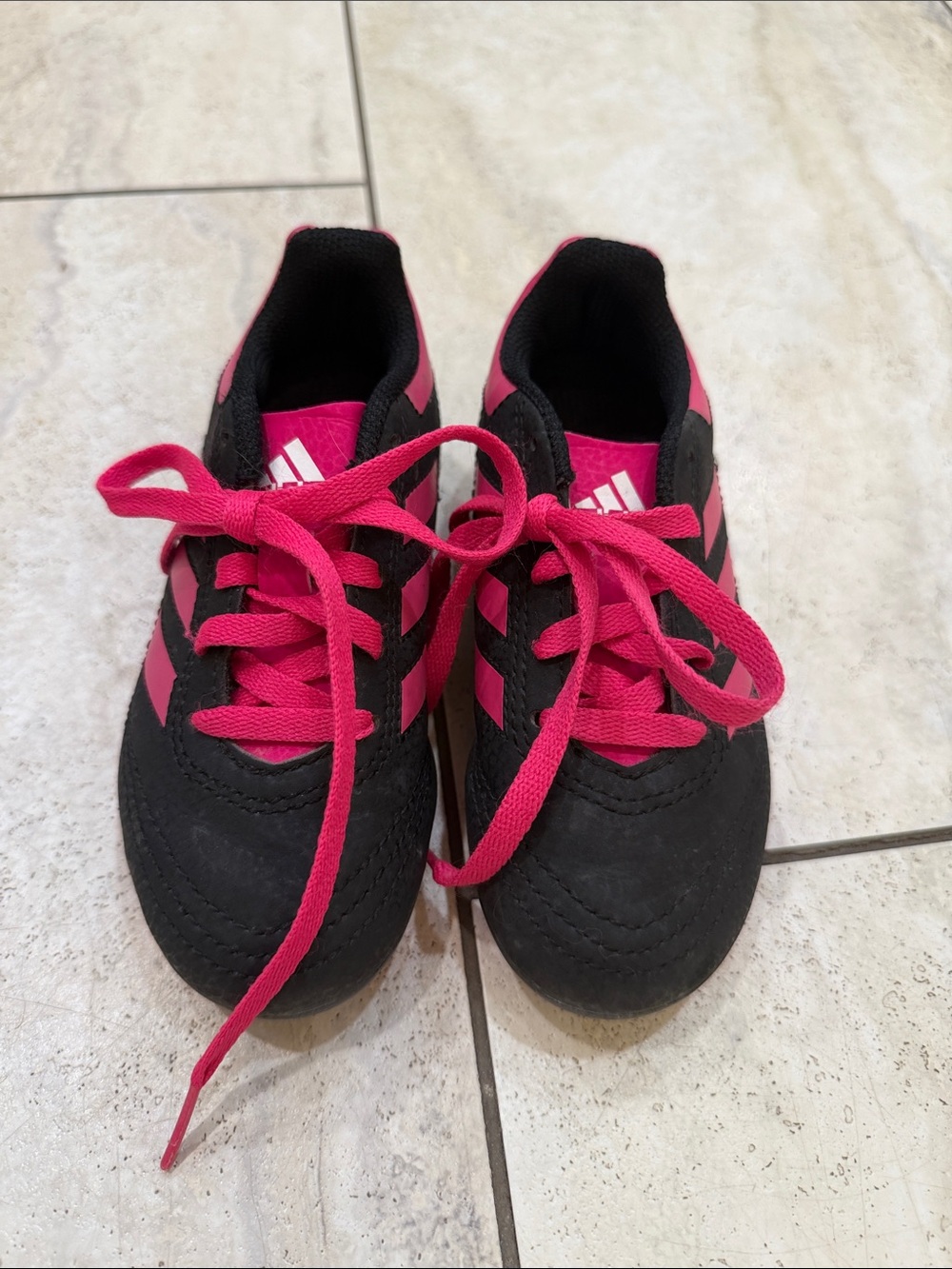 adidas Kids Black and Pink Soccer Cleats